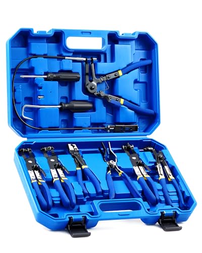 Orion Motor Tech Coffret de 9 Pinces à Collier Durite, Kit de Pinces pour Collier de Serrage Carburant, Huile & Eau avec Pince à Câble Flexible et Pince à...