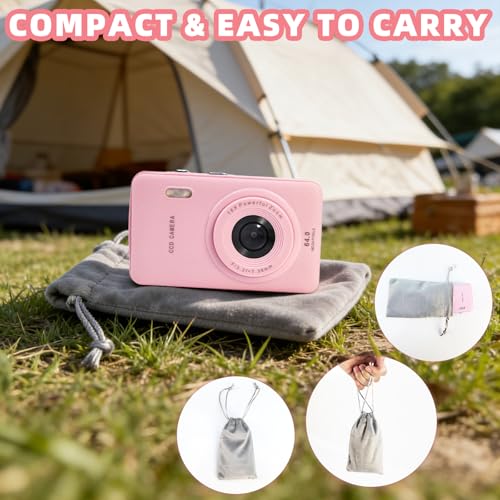 Appareil photo numérique 16 MP FHD 1080p avec zoom 16x rose pour des clichés compacts et nets - 5