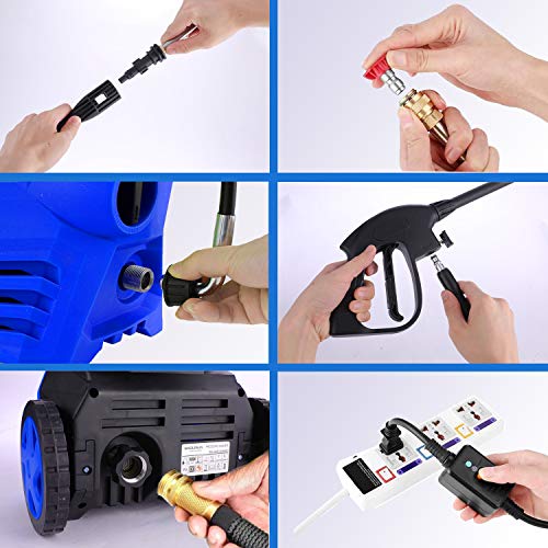 WHOLESUN 3000PSI Electric Pressure Washer 2.4GPM Power Washer 1600W High Pressure Cleaner Machine with 4 Nozzles Foam Cannon,Best for Cleaning Homes, Cars, Driveways, Patios (Blue)