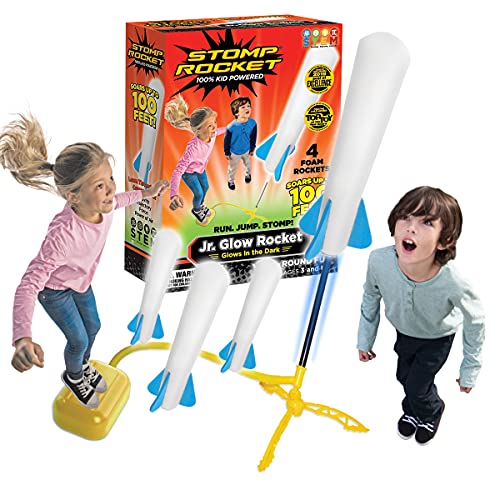 Stomp Rocket The Original Jr. Glow Rocket Launcher, 4 Foam Rockets and Toy Air Rocket Launcher - Glows in The Dark, STEM Gift for Boys and Girls Ages 3 Years and Up - Great for Year Round Play