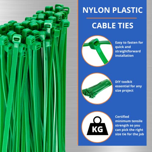 Gocableties Heavy Duty Long Green Cable Ties, 300mm x 7.6mm, Pack of 100, 12" Premium Nylon Zip Ties, Plastic Tie Wraps - Image 4