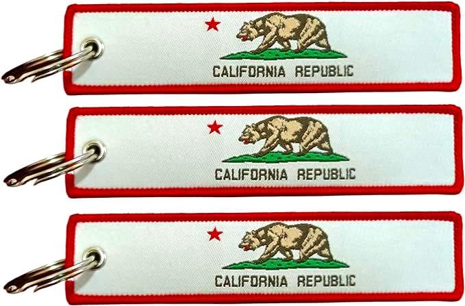 JAVD California Flag Keychain Tag with Key Ring - Keys, Cars, Motorcycles, Backpacks, Luggage and Gifts - EDC (3 Pack)