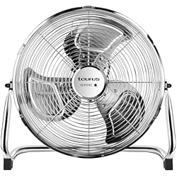 Ventilador Tidar Taurus Sirocco 18 - Ventilador circulador de aire, 3 velocidades, 3 hélices metálicas, 45 cm de diámetro, inclinación ajustable, 120 W, rejilla extraíble, silencioso, base antideslizante, Color Cromo