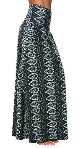 Image of Urban CoCo Women's Stylish Spandex Comfy Fold-Over Flare Long Maxi Skirt