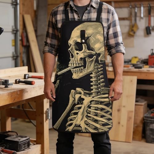 Delantal de trabajo Heavy Duty Smoking Skull con múltiples bolsillos miniatura 5