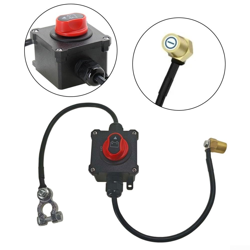 Interruptor de desconexión de batería impermeable de 12 V-24 V, aislador de energía giratorio con cables de 0.5 pies para coche, barco, RV, interruptor de apagado ABS ignífugo (A)