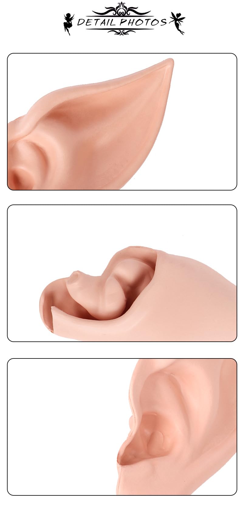 Topcosplay Elf Ears - Soft Pointed Pixie Ears for Fairy Costume Party, Skin - Image 3