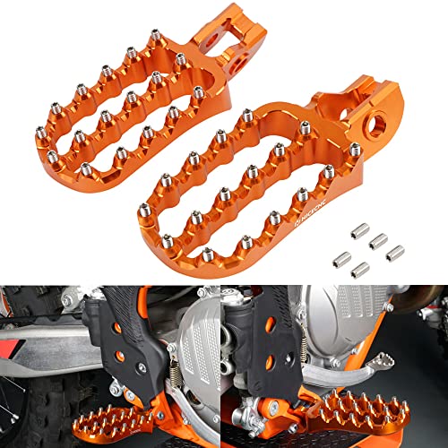 NICECNC Orange Wide Foot Pegs Footrest Compatible with KTM 125-500XC/XCF/SX/SXF/EXC/EXCF Husqvarna 125-501TX/FX/TE/FE/TC/FC 2017-22 Gas Gas EC250/300 EX300 EX250F/350F/450F MC125 MC250F MC450F 2021-22