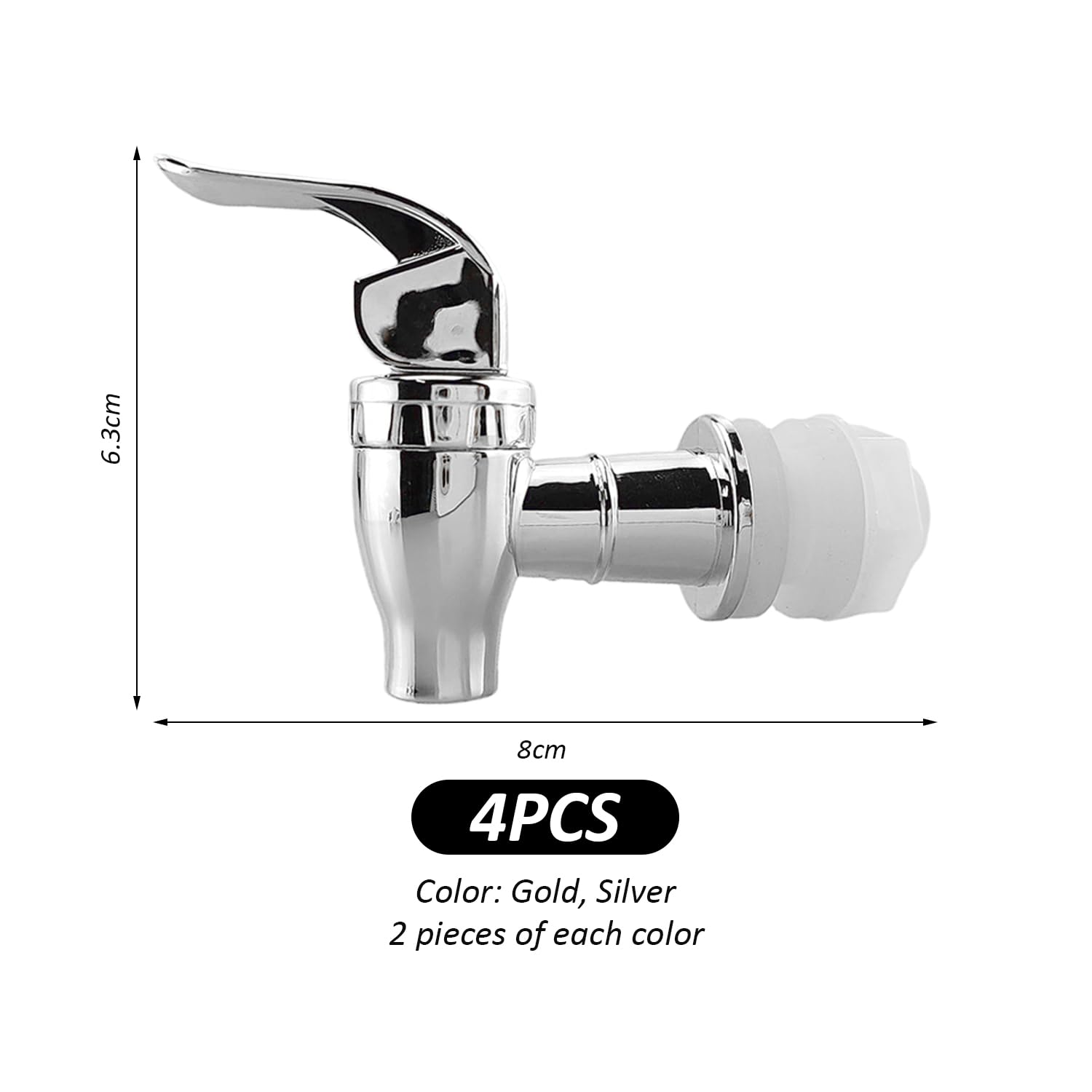 RNSKFG 4 Pieces Of Juice Jar Faucet, Beverage Dispenser, Wine Barrel Faucet, Water Dispenser Replacement Faucet (Gold, Silver) - Image 2