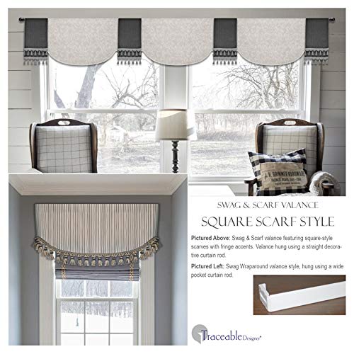 Traceable Designer, DIY, Swag-Scarf Valance Kit, Curtain, No Sewing, Pattern, Fit All Window Sizes, Cornice and Wraparound Styles Included, for Kitchen, Dining Room, Bedroom, Living Room - Thumbnail 3