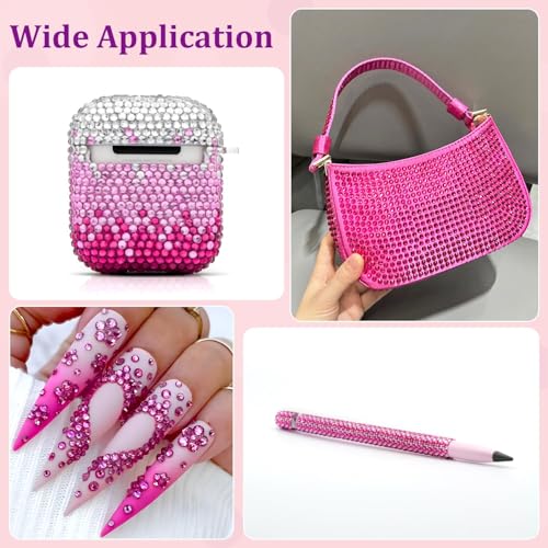 Image of Resin Rhinestones for Crafting with 3Pcs 10ml B7000 Jewelry Glue, 1 Box Hot Pink Flatback Gems Crystals Diamond for Bedazzling Crafts DIY Nail Art Makeup, Gems for Clothing Tumblers Shoes