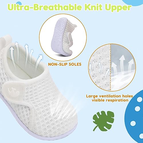 FEETCITY Baby Boys Girls First Walking Shoes Infant Sneakers Crib Shoes Breathable Lightweight Slip On Shoes3