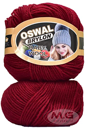 Image of OSWAL 100% Acrylic Wool Deep Red 8 GMS Wool 4 ply Wool Ball Hand Knitting Wool /Art Craft Soft Fingering Crochet Hook Yarn- Art-AEBB