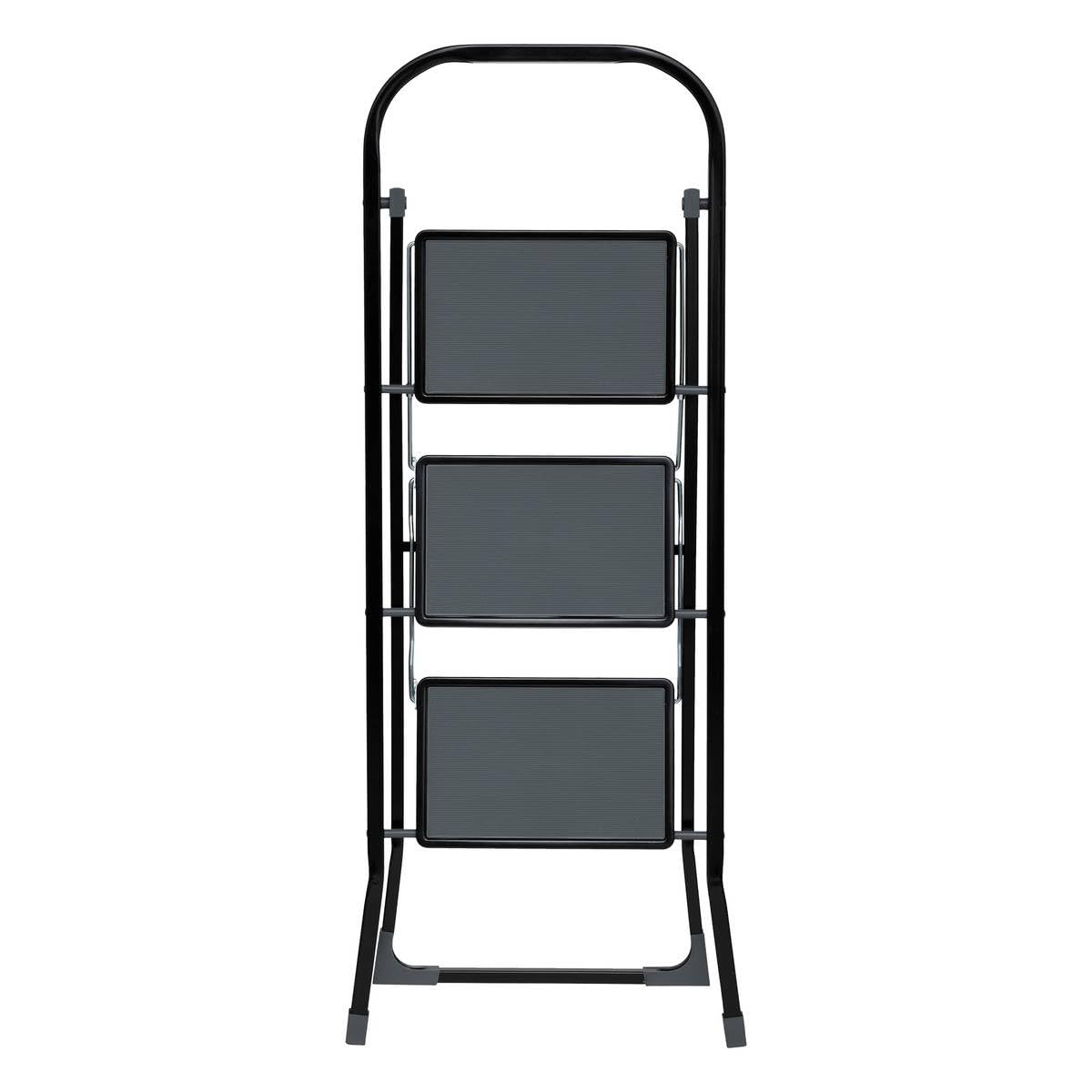 5five - Marchepied Pliable Métal 3 Marches Verrouillage de Sécurité Anse Rangement Facile Revêtement Anti-dérapant Charge Max 150kg