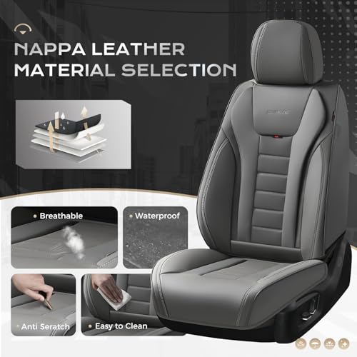Image of Coverado Car Seat Covers, Front Covers for Cars, Car Seat Cover Front Seats, Automotive Seat Cover, Waterproof, Leather Car Seat Cushion, Universal Interior Covers Seat Protectors for Most Cars