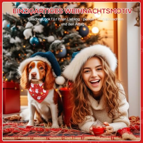 SZEE 2 Stück Hundehalstuch Weihnachten,Hunde Bandana-Festliches Halstuch für Hunde & Katzen mit Santa- und Tannenbaum-Motiv, Weiches Kopftücher Waschbarer Hundehalstücher, Ideale Haustiergeschenk, S