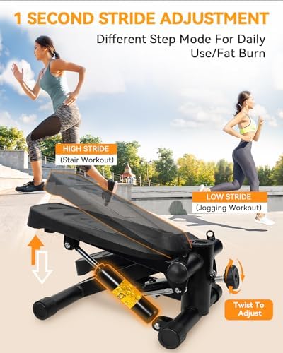 Mini Steppers for Exercise at Home, Stair Steppers Machine with 330LBS Weight Limit Dual Hydraulic Stepper, Portable Home Exercise Equipment with Real-Time Data Monitor, Resistance Bands