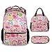 CUNEXTTIME Custom Flamingo Backpack with Lunch Box, Set of 3 School Backpacks Matching Combo for Girls Boys, Cute Pink Bookbag and Pencil Case Bundle