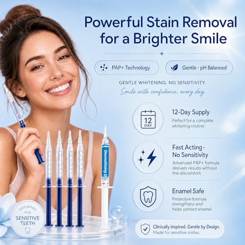 Image of Teeth Whitening Kit with 5 LED Light, 35% Carbamide Peroxide Gel Syringes+1 Desensitizing Gel, Timer Teeth Whitening Light Frendly for Sensitive Teeth