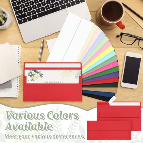 Image of 200 Pcs #10 Red Envelopes Letter Size Self Seal, Business Envelopes