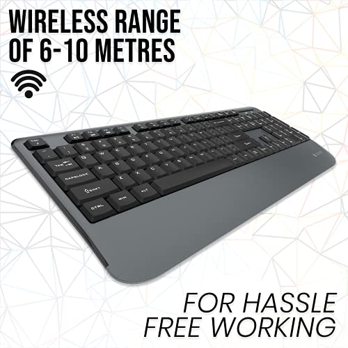 Image of Coconut WKM13 Inspire Wireless Keyboard and Mouse Combo for Windows, 2.4Ghz Wireless Range 6-10M, Keyboard with Palm Rest, 1000 DPI 3 Button Ambidextrous Mouse, PC /Laptop