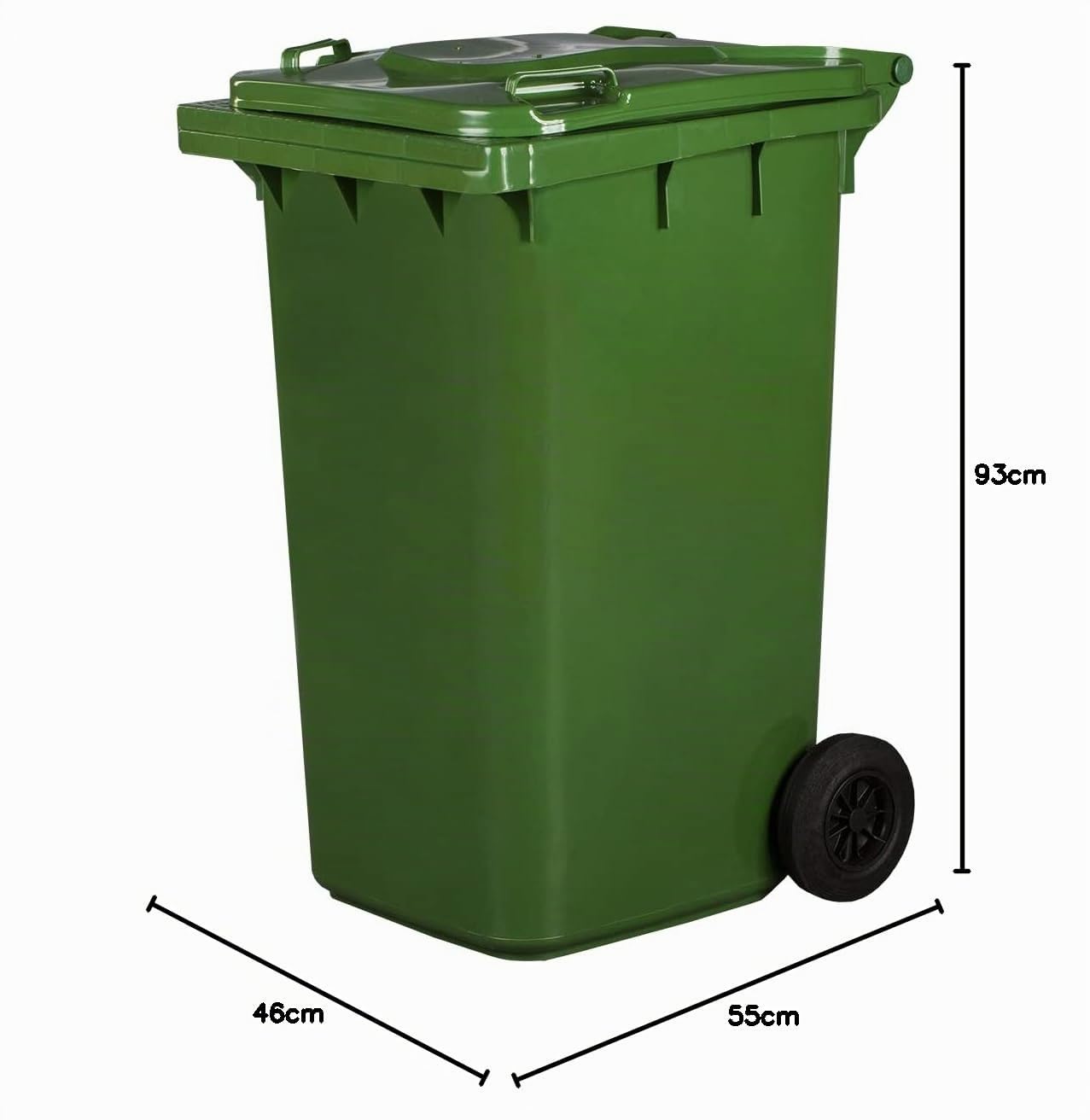 Jestic Mülltonne 120 240 mit leisen Gummirädern, für Mülltrennung, Recycling innen außen, EN840 (240 Liter, grün)