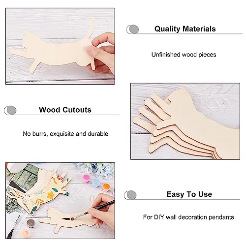 OLYCRAFT 4Pcs Unfinished Wood Pieces 14.8x10.9cm Cat Wood Pieces 2.3mm Thick Cat Cutout Unfinished Wood Undyed Wooden Cats Slices Blank Wooden Slices for DIY Crafts Wall Decoration Pendants - Image 4