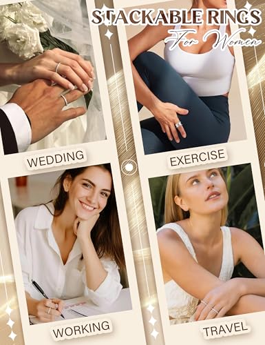 Image of Jstyle Wedding Bands for Women Eternity Band Rings Stackable Cubic Zirconia Ring 2-2.5MM Engagement Band Ring for Women Dainty Simulated Diamond Rings No Tarnish Size 5-9