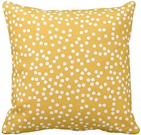 Muyankissu Cute Polka Dot Pillow case | Mustard Yellow and White