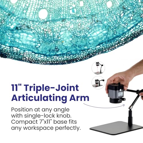 Image of AmScope UHM210 Series 1080p 2.0MP HDMI Digital Microscope on 11 inch Articulating Arm
