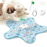 Calenxy Interaktives Katzenspielzeug mit Federautomatik, Katzenspielzeug Selbstbeschäftigung, Elektrisch Cat Toys, Aufladbar Spielzeug für Katze mit 3 Austauschbaren Federn