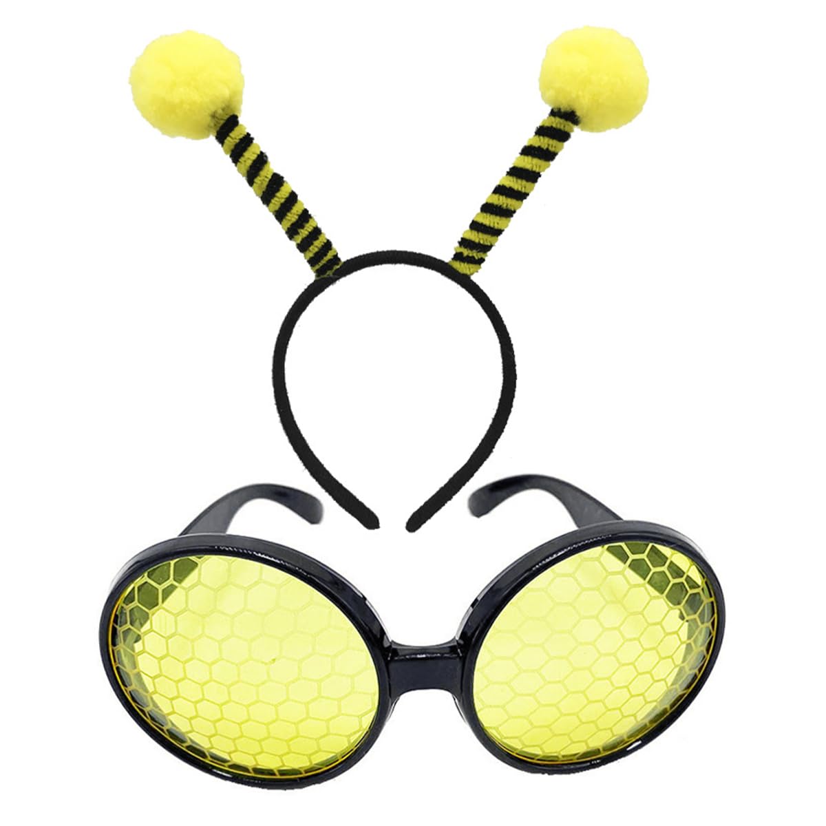 CENPEK 2 Bee Headbands And 2 works Of Glasses Set Yellow Bee Party Costume For Bee Day Masquerade Halloween Bee Costume Accessories - Image 3