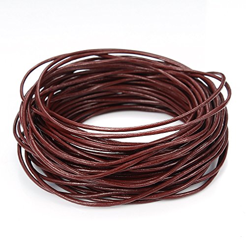 BEADNOVA Genuine Round Leather Cord Brown Leather Strips for Jewelry Making Bracelet Necklace Beading (11 Yards,1.5mm)
