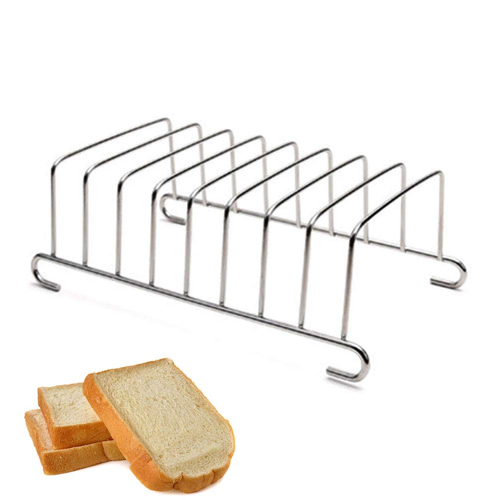 GeKLok - Tostadora de pan de acero inoxidable para pan de 8 rebanadas, soporte para tostadas, soporte para pan a la plancha, soporte de mesa, kit de accesorios para freidora de aire