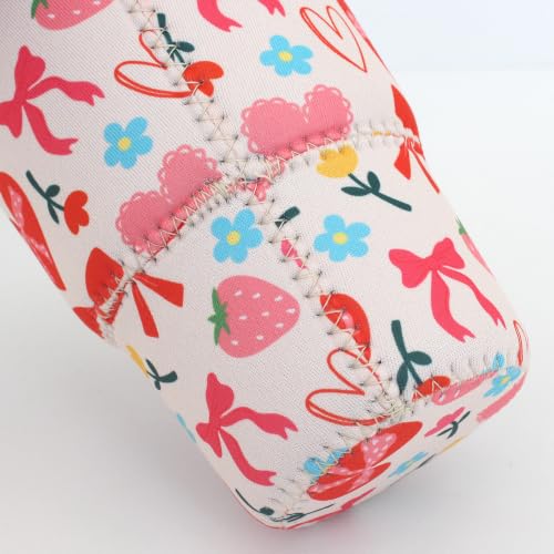 Image of 3 Pack Reusable Iced Coffee Sleeves - Xumbtvs Insulator Sleeve for Cold Beverages, Neoprene Coffee Cup Holder (Pink Hearts)