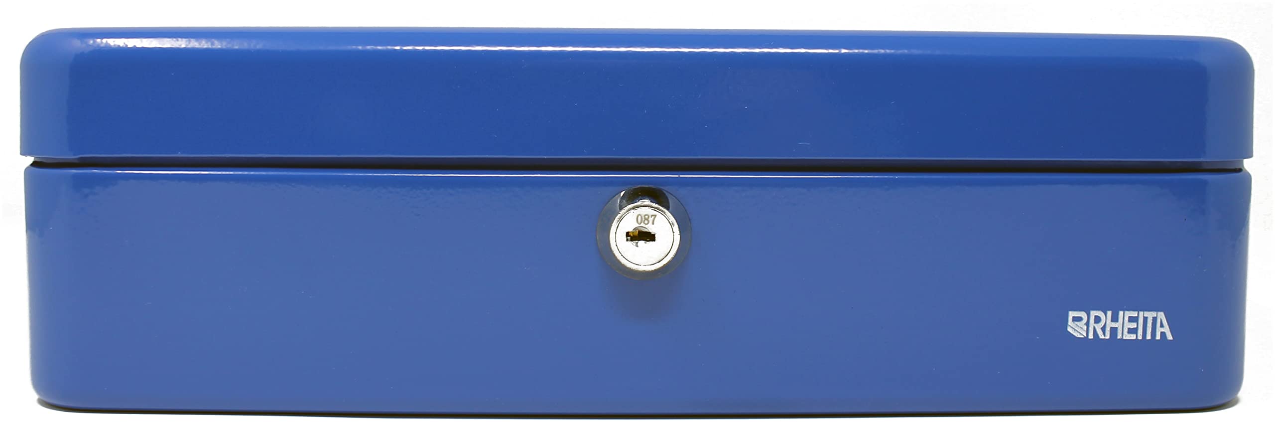 Rheita 753-1BU - Cassetta portavalori in metallo con inserto in plastica, colore: Blu