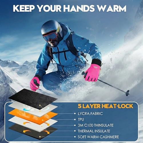 Image of Bruvoalon Winter Gloves for Women & Men, 3M Thermal Insulation, Lycra Fabric, Touchscreen, Anti-Slip