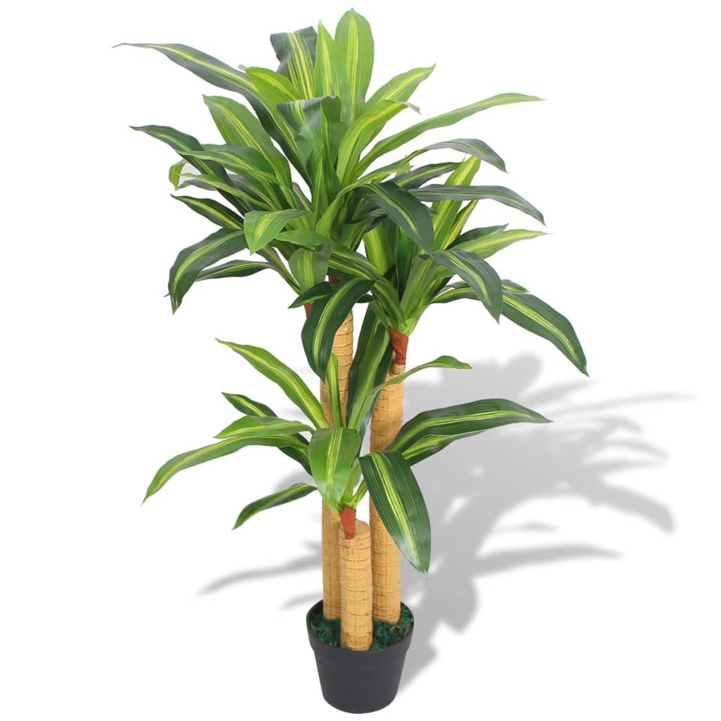 Plante Artificielle Dracaena aux 60 Feuilles Réalistes Jaunes et Vertes de 100cm