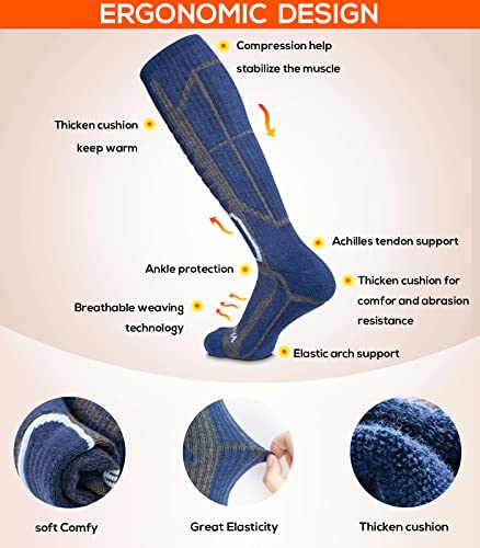 Meias de esqui WEIERYA, pacote com 2 pares para esqui, snowboard, clima frio, meias de desempenho de