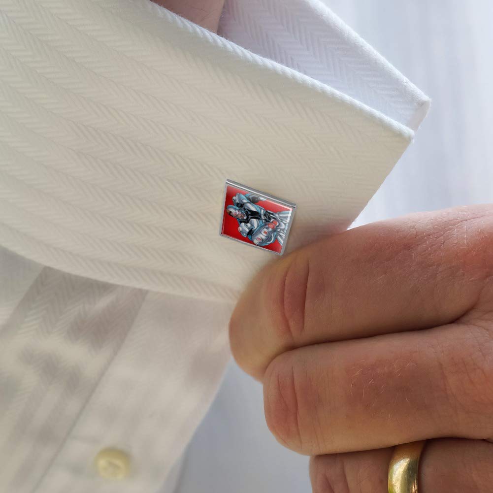 GRAPHICS & MORE Justice League Cyborg Character Square Cufflink Set - Silver or Gold