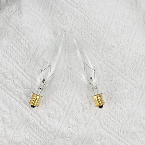 Haraqi 12 Pack 60W 120V E12 Base Ca10 B10 Ctc Candelabra Flame Tip Clear Incandescent Dimmable Light Bulbs,Transparent Candle Light Bulbs For Chandeliers, Ceiling Fan Lights, Pendants, Fireplace #TOP2