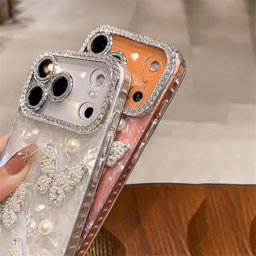 Coque iPhone 15 Pro anti-rayures protégeant l'objectif avec papillon nacré - 3