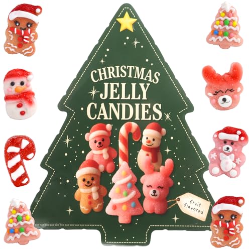 Christmas Gummy Candy Gift Tray, Individually Wrapped Fruit Flavored Jellies, Stocking Stuffer Treats, 3.81 Ounces