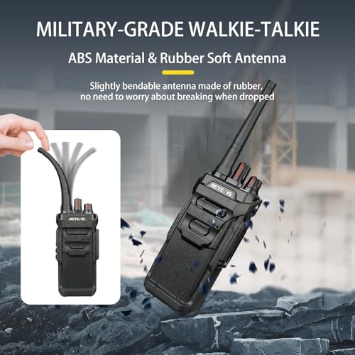 Image of Retevis RT48 Waterproof Walkie Talkies,Heavy Duty Rugged 2 Way Radio,IP67 Dustproof,Waterproof up to 1m /30min,1200mAh Rechargeable Professional Two Way Radio,VOX,SOS,for Construction Business(6Pack)