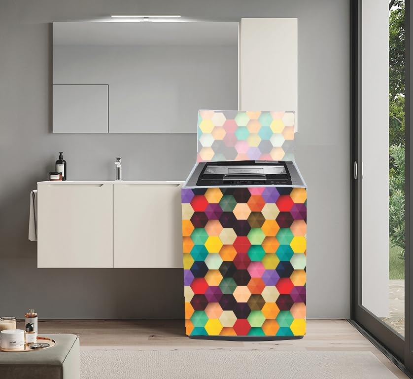 Image of Fully Automatic Top Load Washing Machine Cover Suitable For Samsung, Lg, Godrej, Whirlpool 6.5Kg, 7Kg, 7.5Kg, 8Kg, 9Kg, 10Kg, 11Kg (58Dx60Wx94H), Waterproof Cover, Multicolour.