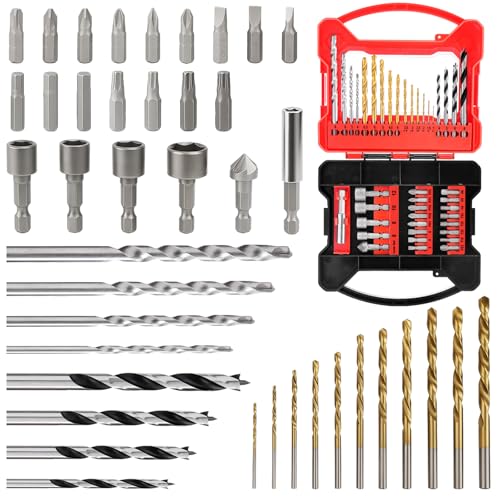 41 Piezas Juego de Brocas Profesional, Incluye Cutter y Brocas Fresadoras Planas y Brocas Bosch Accesorios, Juego Brocas para Metal y Madera, para Atornilladores y Taladros