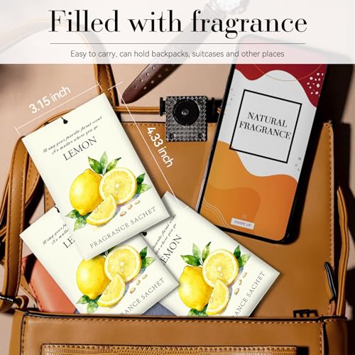 Image of Lemon Scented Sachet Bags - 12 Pack Drawer & Closet Freshener, Long Lasting Odor Eliminator for Wardrobes, Cars & Storage, Home Fragrance Air Freshener Sachets