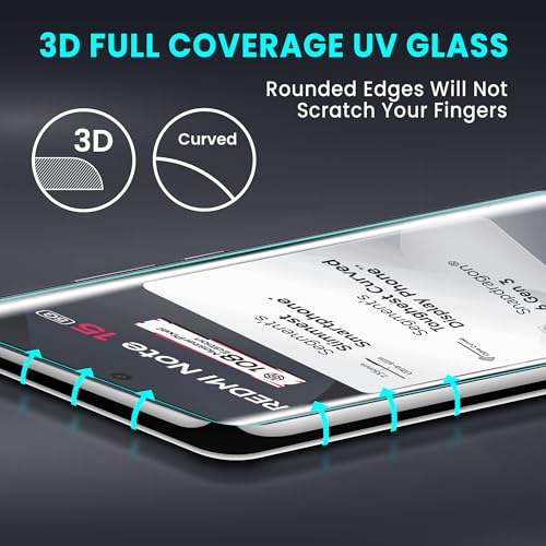 Image of ArmourPro UV Tempered Glass Compatible For Redmi Note 15 (6.67 Inch) With Installation Kit| Edge-to-Edge Protector Coverage |Crystal Clear