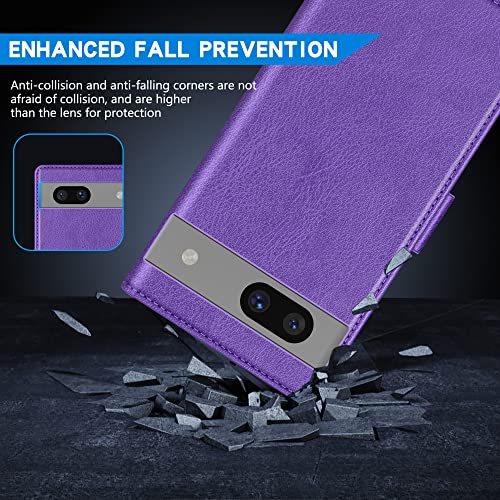 Image of ZZXX for Google Pixel 7a Wallet Case Magnetic Closure 6.1 inch,Purple