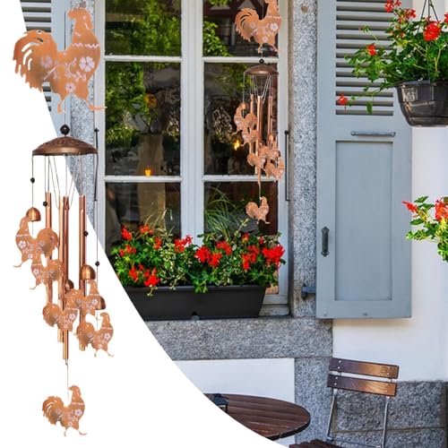 Carillon à vent extérieur poulet cloche vintage déco jardin terrasse - 3